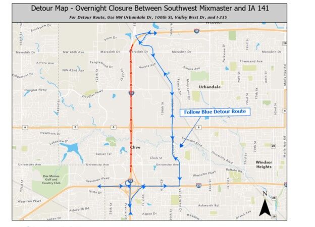 Overnight Closures of I-35/I-80 scheduled for Feb. 22 and Feb. 25